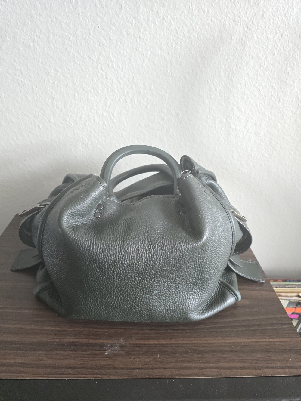 Coach Rogue Pebbled Leather Satchel Dark Green / Black Refurbished
